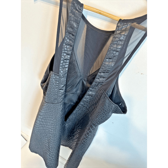 ASTR Fit & Flare Dress Black Mesh Shake Skin Textured Sleeveless womans Medium - Picture 9 of 15